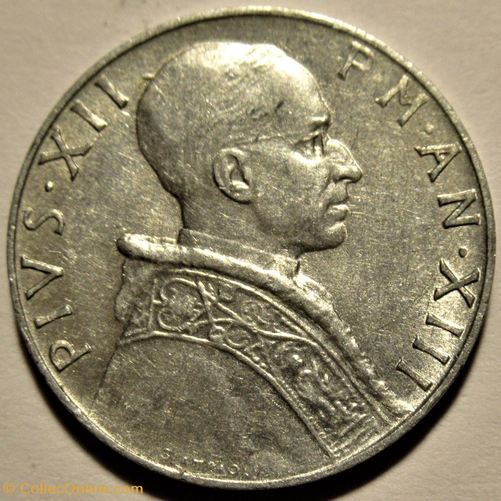 Pio XII, Papa - 5 Lire 1951, Anno XIII - Vaticano 2 monnaies monde pio xii papa 5 lire 1951 anno xiii vaticano