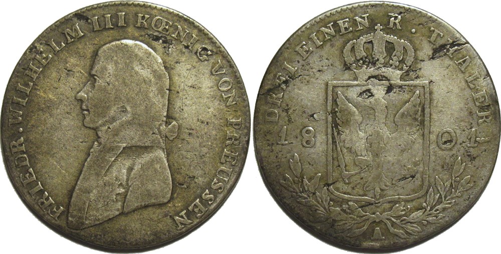 monnaies europe medievale saint empire romain germanique friedrich wilhelm iii 1 3 thaler 1801 berlin