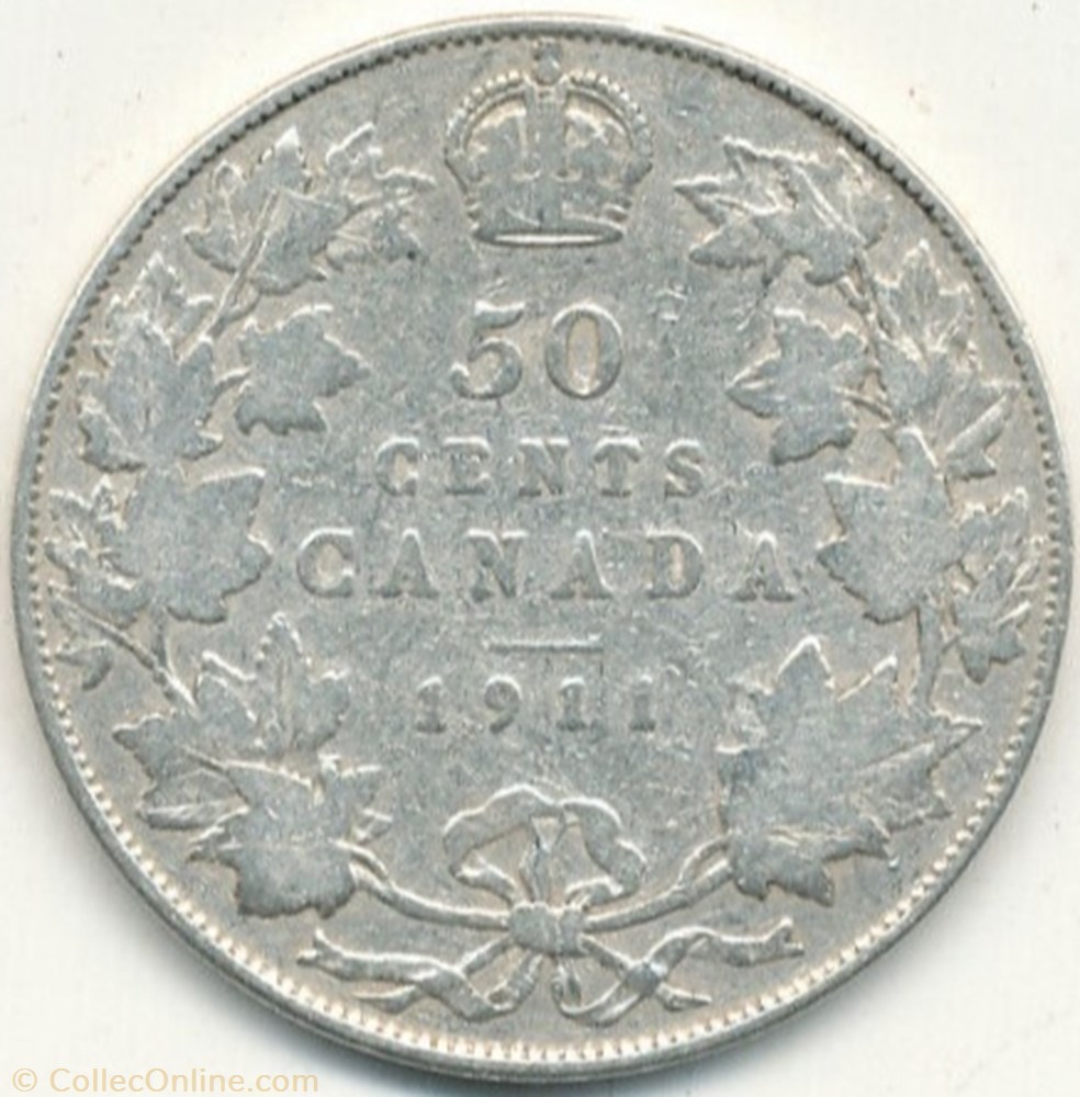 George V - 50 Cents 1911 monnaie monde canadum george v 50 cents 1911