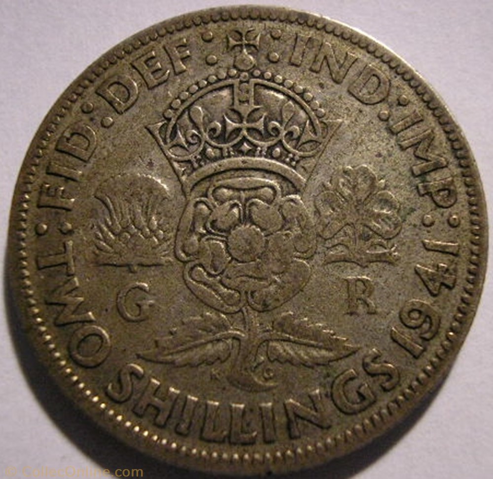 George VI - Two Shillings / Florin 1941 - Great Britain monnaie monde royaume uni george vi two shillings florin 1941 great britain