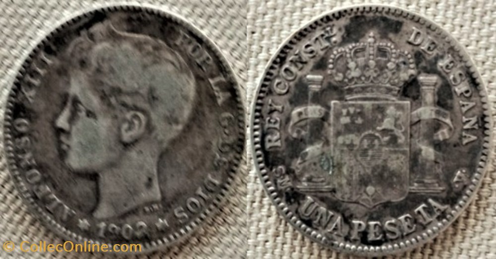 monnaies monde espagne 1902 peseta alfonso xiii de espana