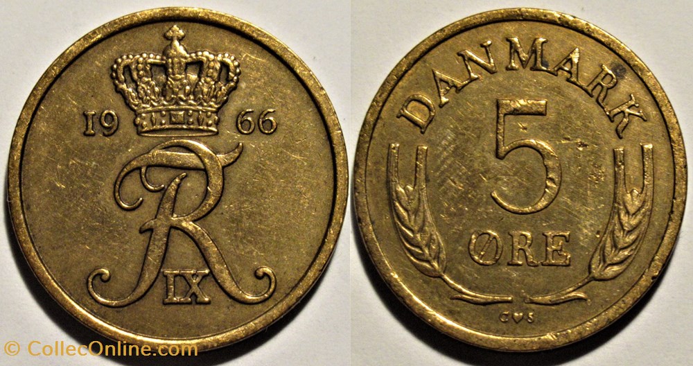 Frederik IX Denmark - 5 Øre 1966 monnaies monde danemark frederik ix denmark 5 re 1966