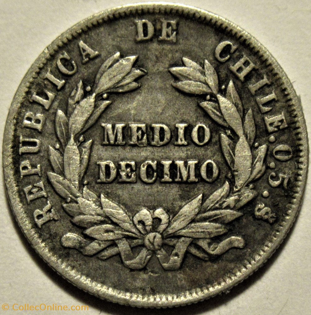 Chile - Medio Decimo 1892/72 Santiago - Overdate & Overstrike 3 monnaies monde chili chile medio decimo 1892 72 santiago overdate overstrike