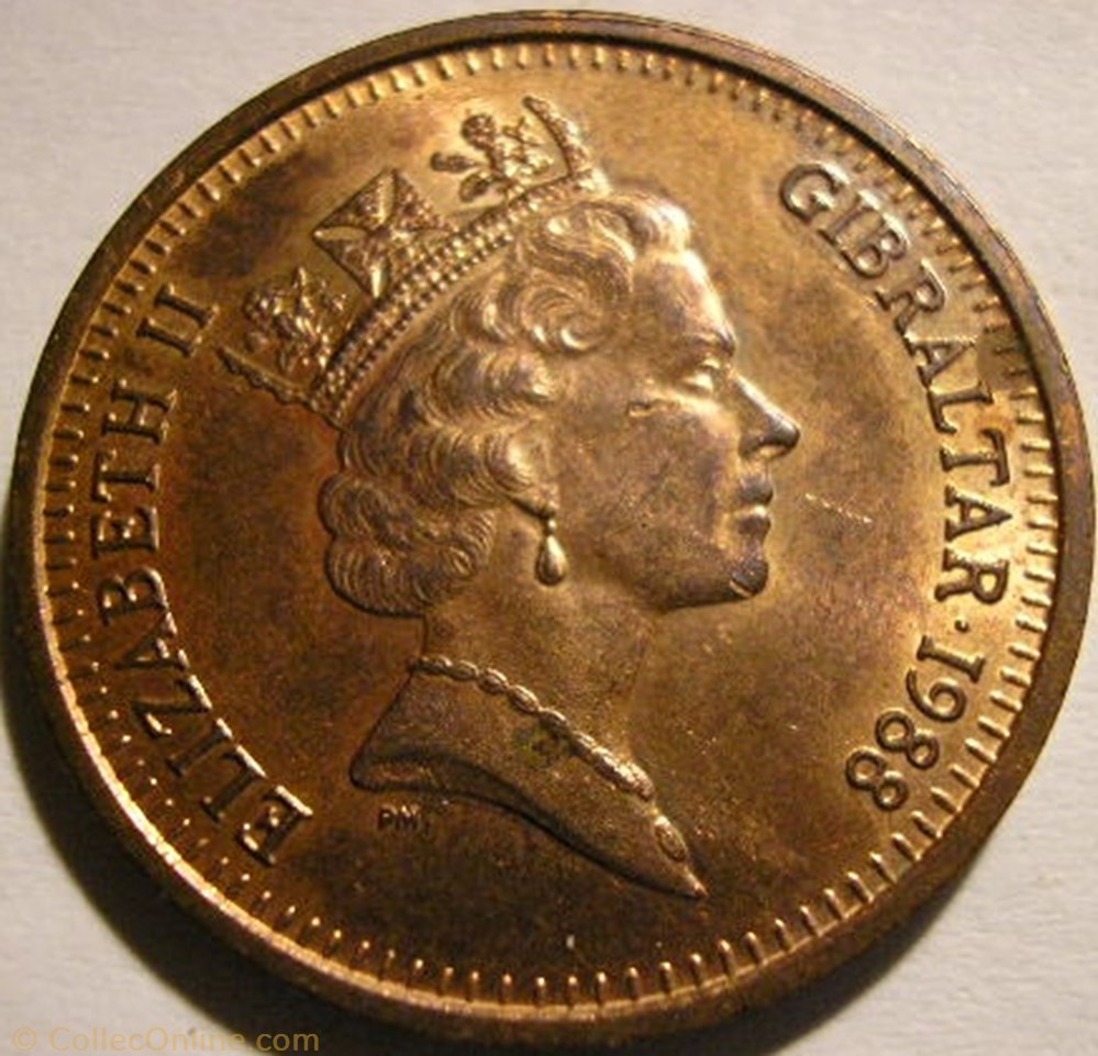 Elizabeth II 2 Pence 1988 Gibraltar Coins World Face