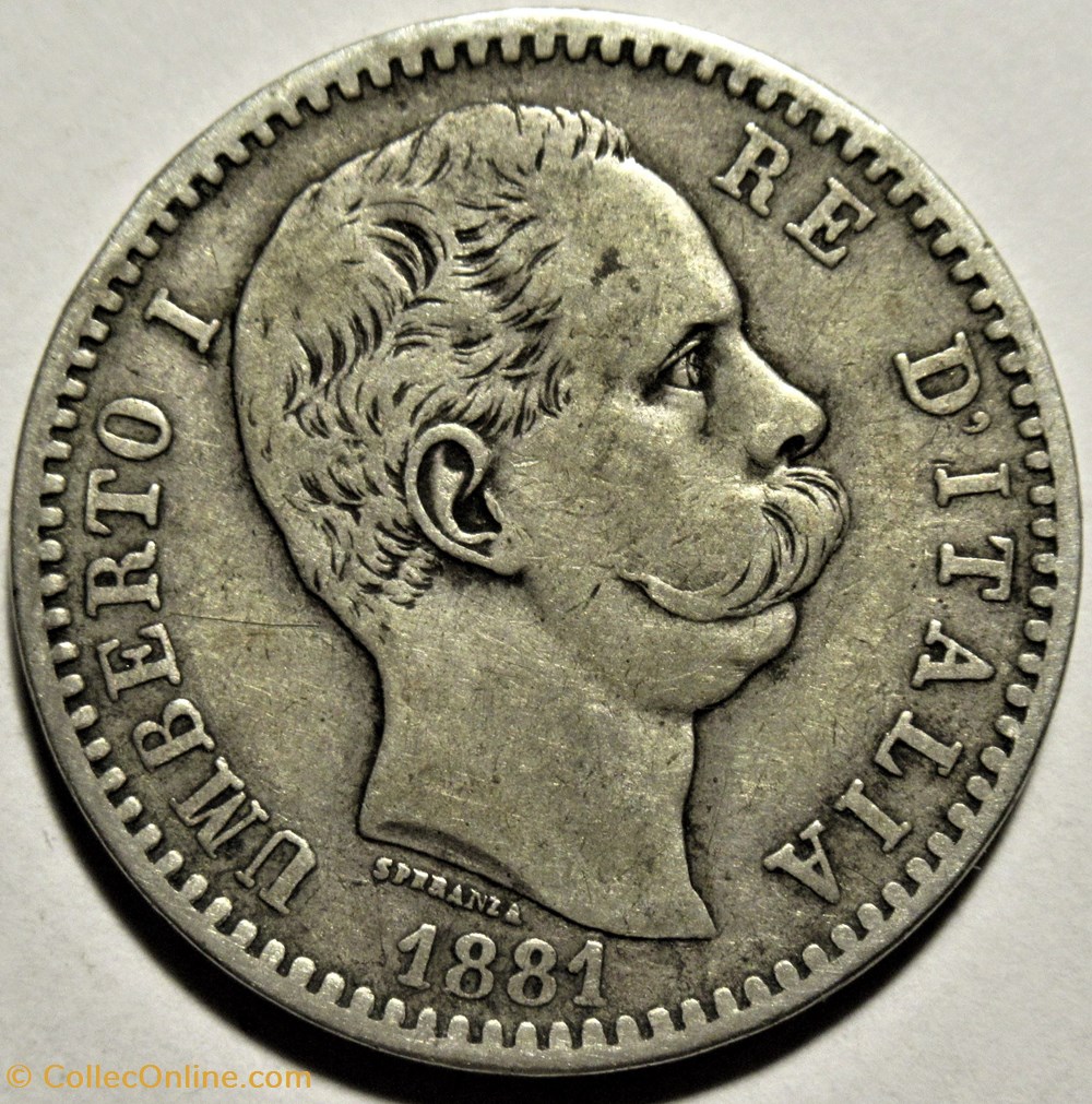 1881 Regno d'Italia, 2 Lire, Roma - Umberto I 2 monnaies monde italie 1881 regno italia 2 lire roma umberto i