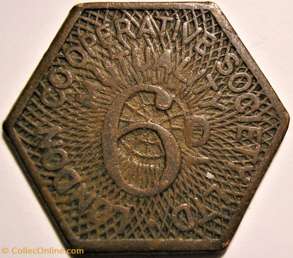 Six Pence Token - London Cooperative Society LTD monnaie jeton mereaux six pence token london cooperative society ltd