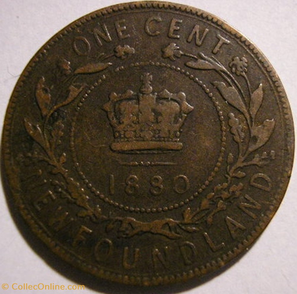 Victoria - One Cent 1880 Newfoundland monnaie monde canadum victoria one cent 1880 newfoundland