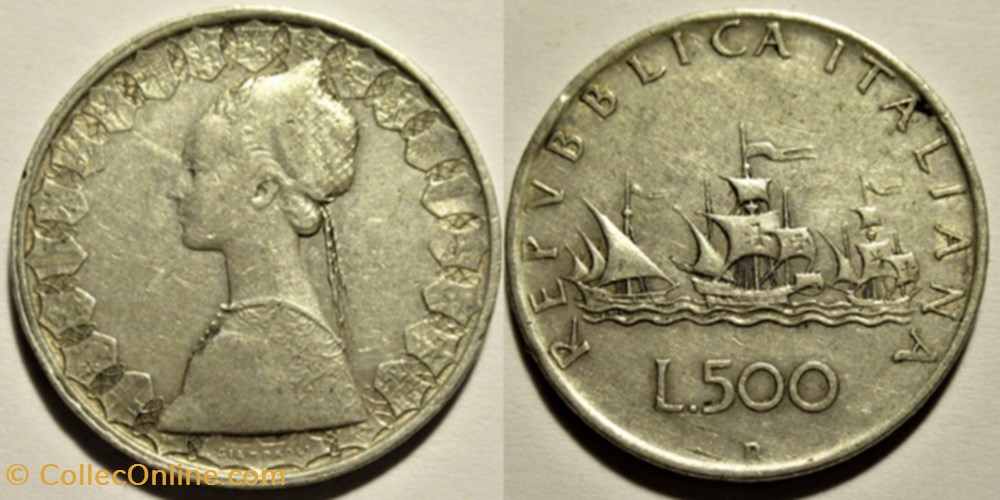 Repubblica Italiana - 500 Lire 1959 - Christopher Columbus's ships monnaies monde vatican repubblica italiana 500 lire 1959 christopher columbus ships