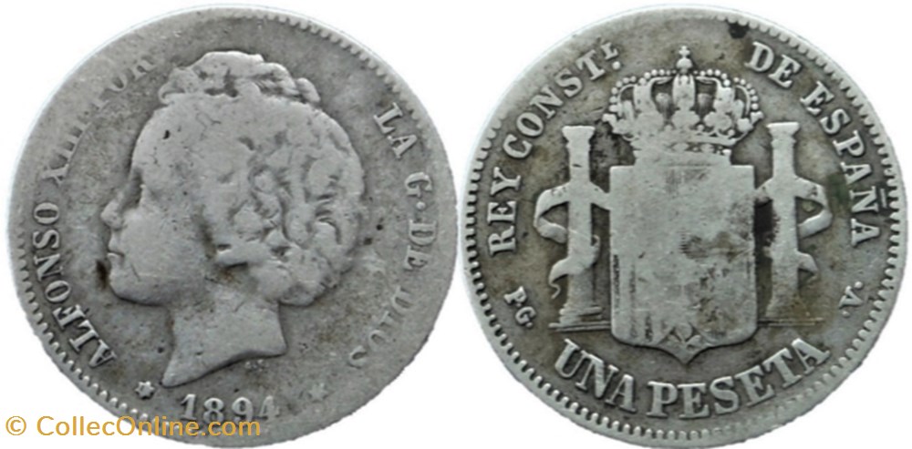 monnaies monde espagne 1894 peseta alfonso xiii de espana