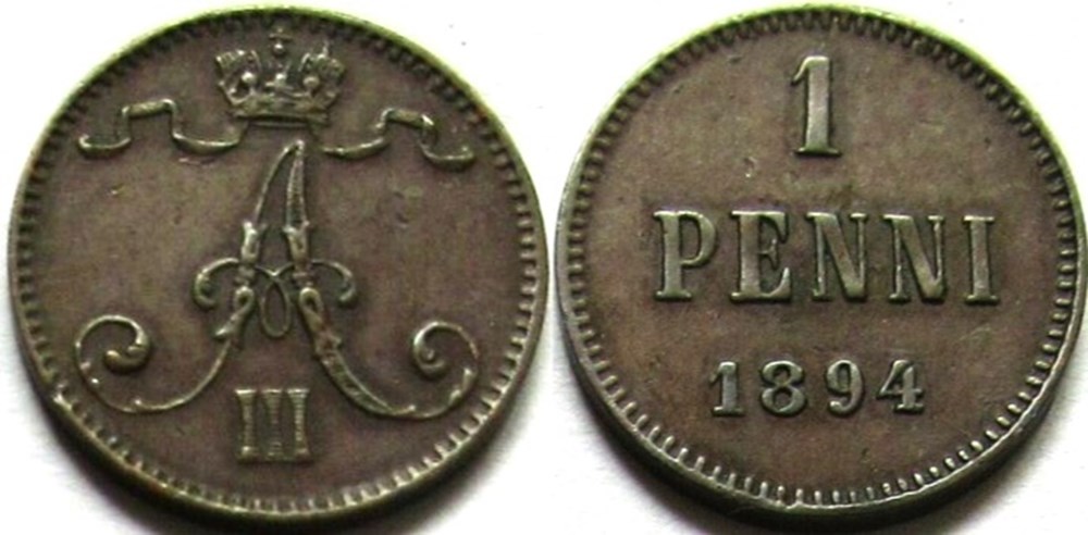 Aleksandr III of Russia - 1 Penni 1894 - Grand Duchy of Finland monnaies monde finlande aleksandr iii of russia 1 penni 1894 grand duchy of finland