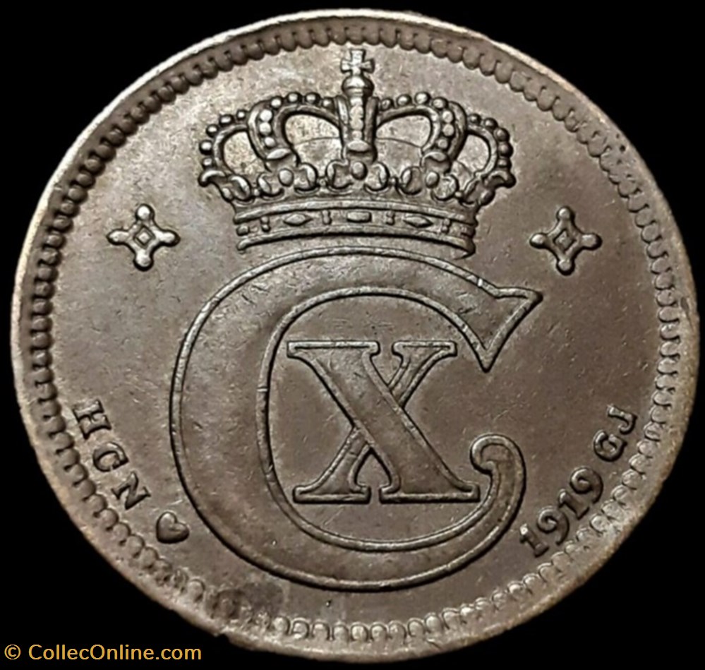 Christian X Denmark - 5 Øre 1919 monnaies monde danemark christian x denmark 5 re 1919