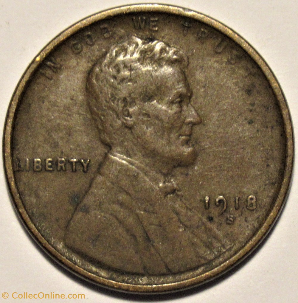 1918 S One Cent - Repunched mintmark monnaies monde etats unis 1918 s one cent repunched mintmark