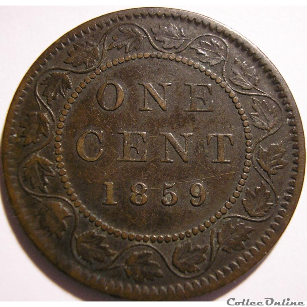 Victoria - One Cent 1859 monnaie monde canadum victoria one cent 1859