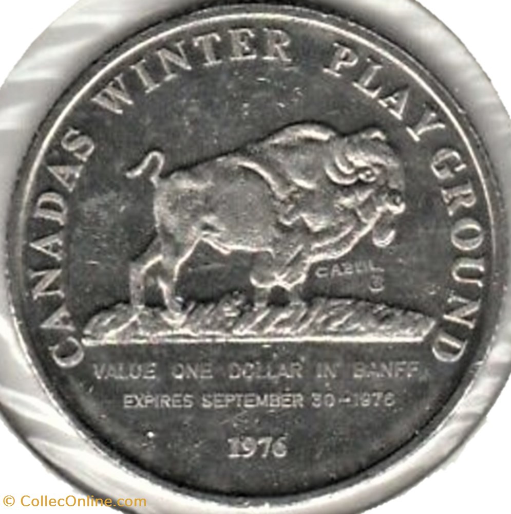 Indian-Days Dollar Token 1976 - Banff, Alberta 3 monnaies jetons mereaux indian days dollar token 1976 banff alberta