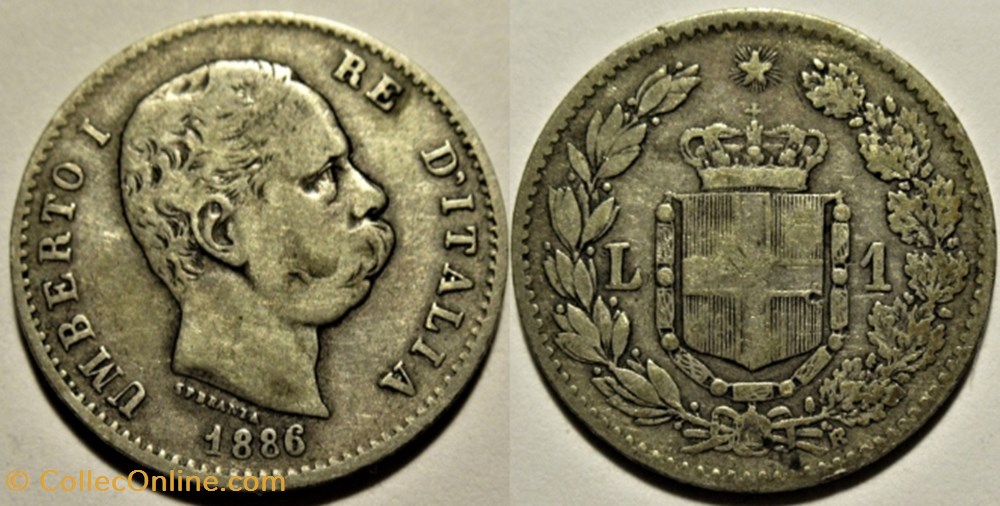 monnaies monde italie 1886 regno italia lira roma umberto i