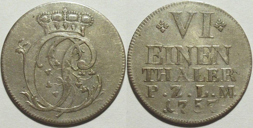 Christian IV - 1/6 Thaler 1757, Duchy of Pfalz-Birkenfeld-Zweibrücken monnaies europe medievale saint empire romain germanique christian iv 1 6 thaler 1757 duchy of pfalz birkenfeld zweibrucken