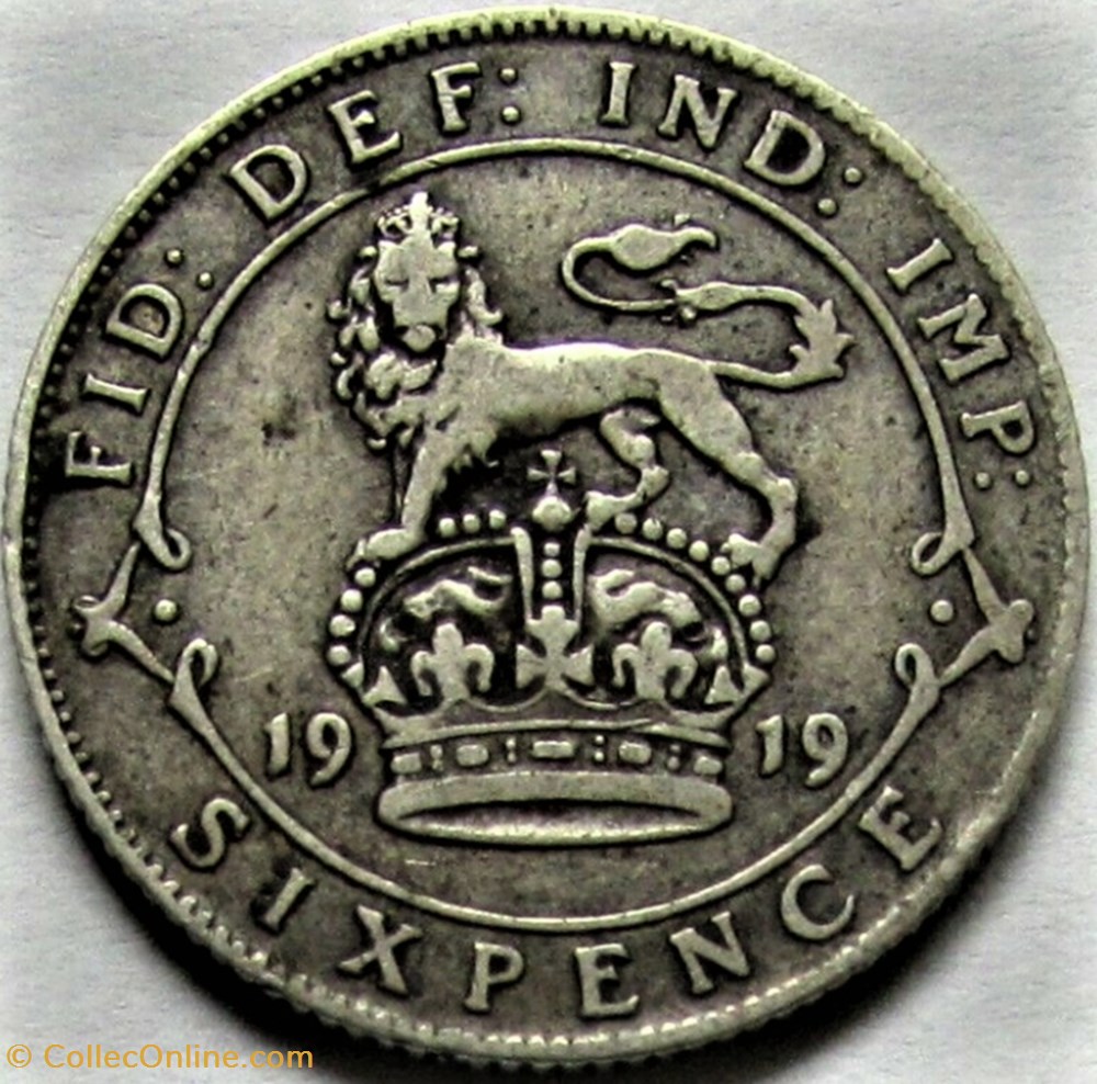 George V - 6 Pence 1919 - Great Britain 3 monnaies monde royaume uni george v 6 pence 1919 great britain