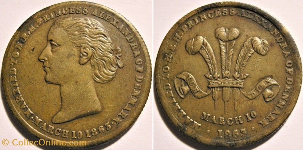 monnaie jeton mereaux alexandra of denmark token marriage in 1863 with edward of wales uk