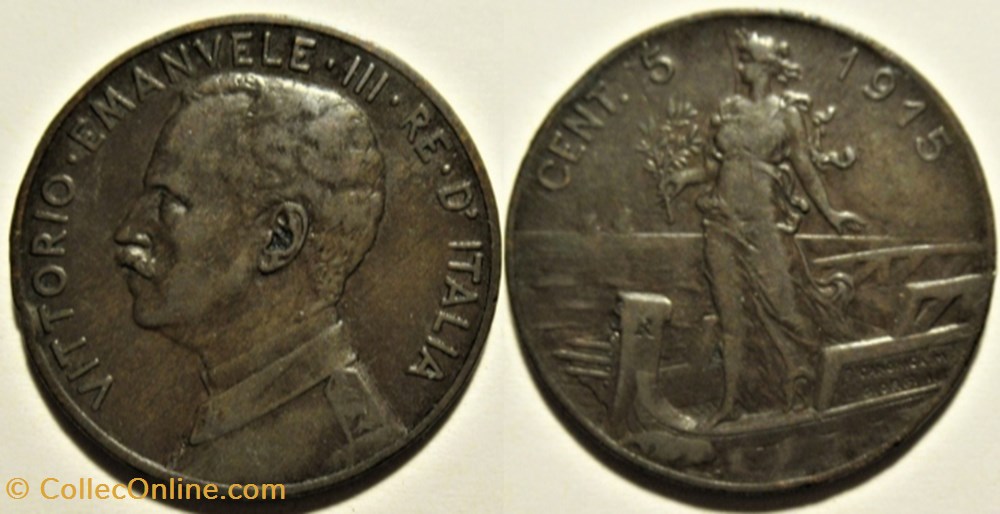 1915 Regno d'Italia, 5 Centesimi, Roma - Vittorio Emanuele III (ex.2) monnaies monde italie 1915 regno italia 5 centesimi roma vittorio emanuele iii ex 2
