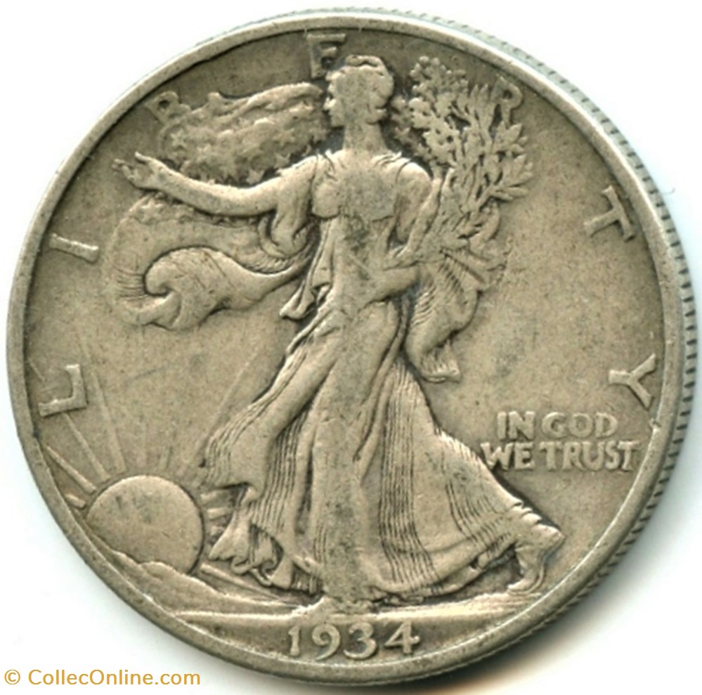 1934 Denver Half Dollar - Doubling Mintmark monnaies monde etats unis 1934 denver half dollar doubling mintmark