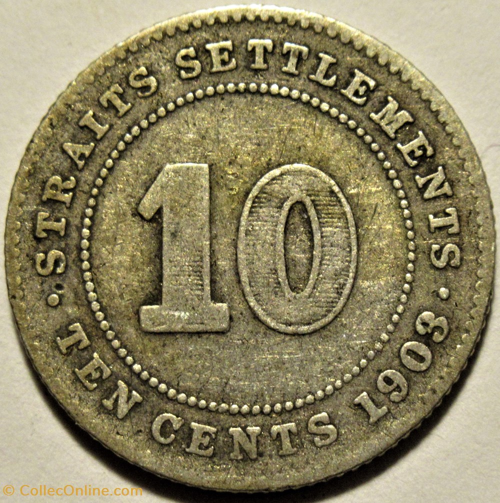 Edward VII - 10 Cents 1903 - Straits Settlements 3 monnaies monde malaisie edward vii 10 cents 1903 straits settlements