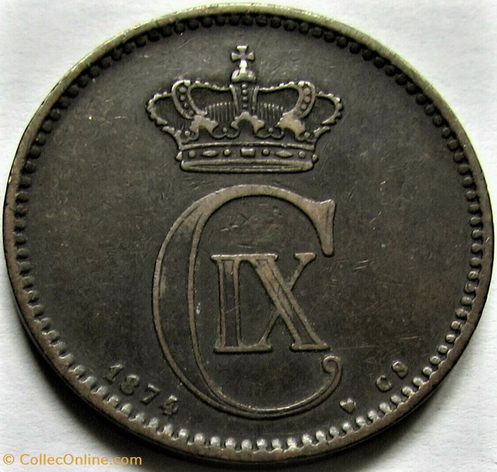 Christian IX Denmark - 5 Øre 1874 2 monnaies monde danemark christian ix denmark 5 re 1874