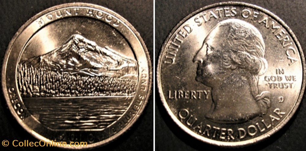 Mount Hood - 2010 D Quarter Dollar - Oregon State monnaie monde etat uni mount hood 2010 d quarter dollar oregon state