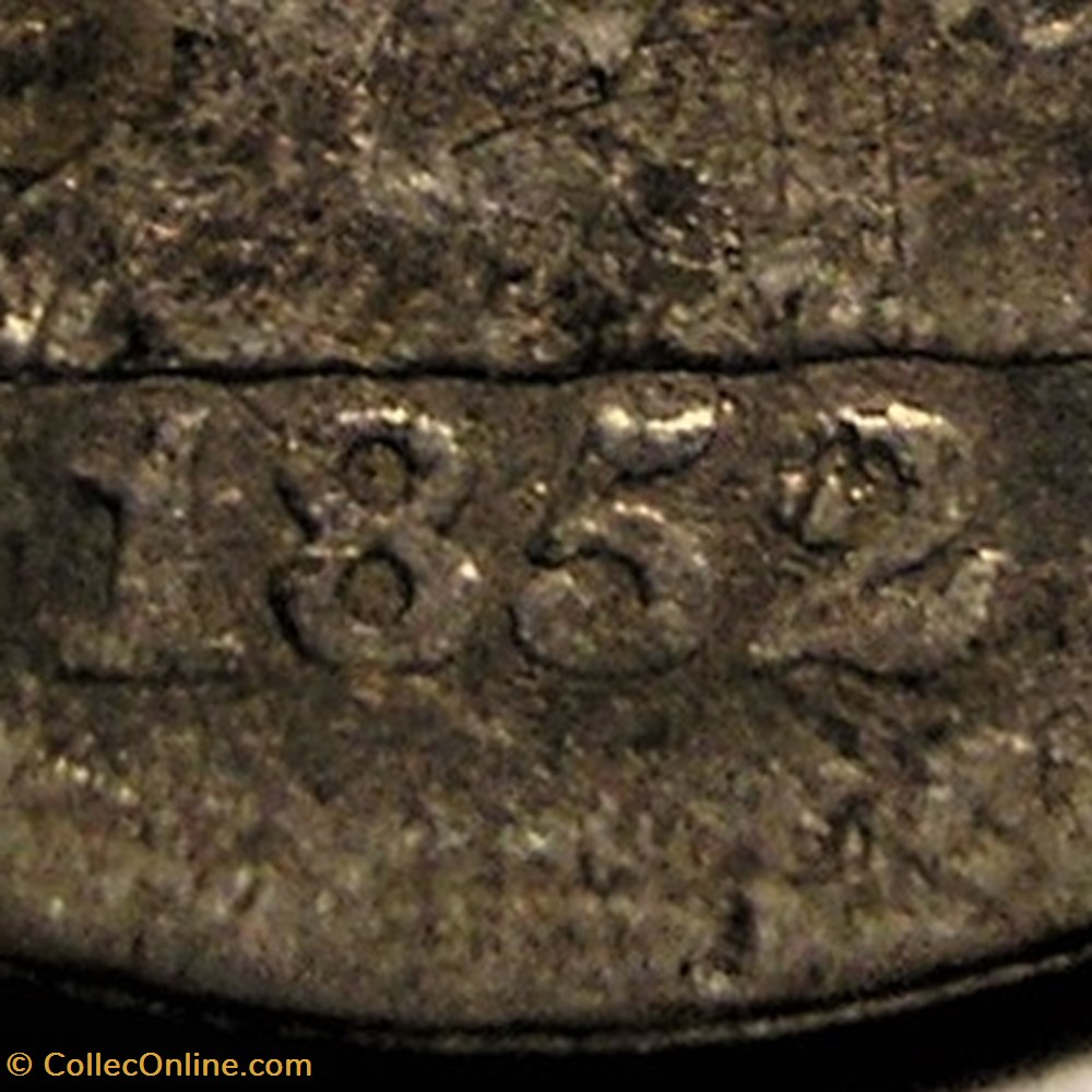 1852 Dime - 10 Cents - Repunched Date + Die Cracked 3 monnaie monde etat uni 1852 dime 10 cents repunched date die cracked