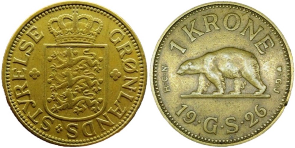 Christian X of Denmark - 1 Krone 1926 - Greenland monnaies colonies danoises christian x of denmark 1 krone 1926 greenland