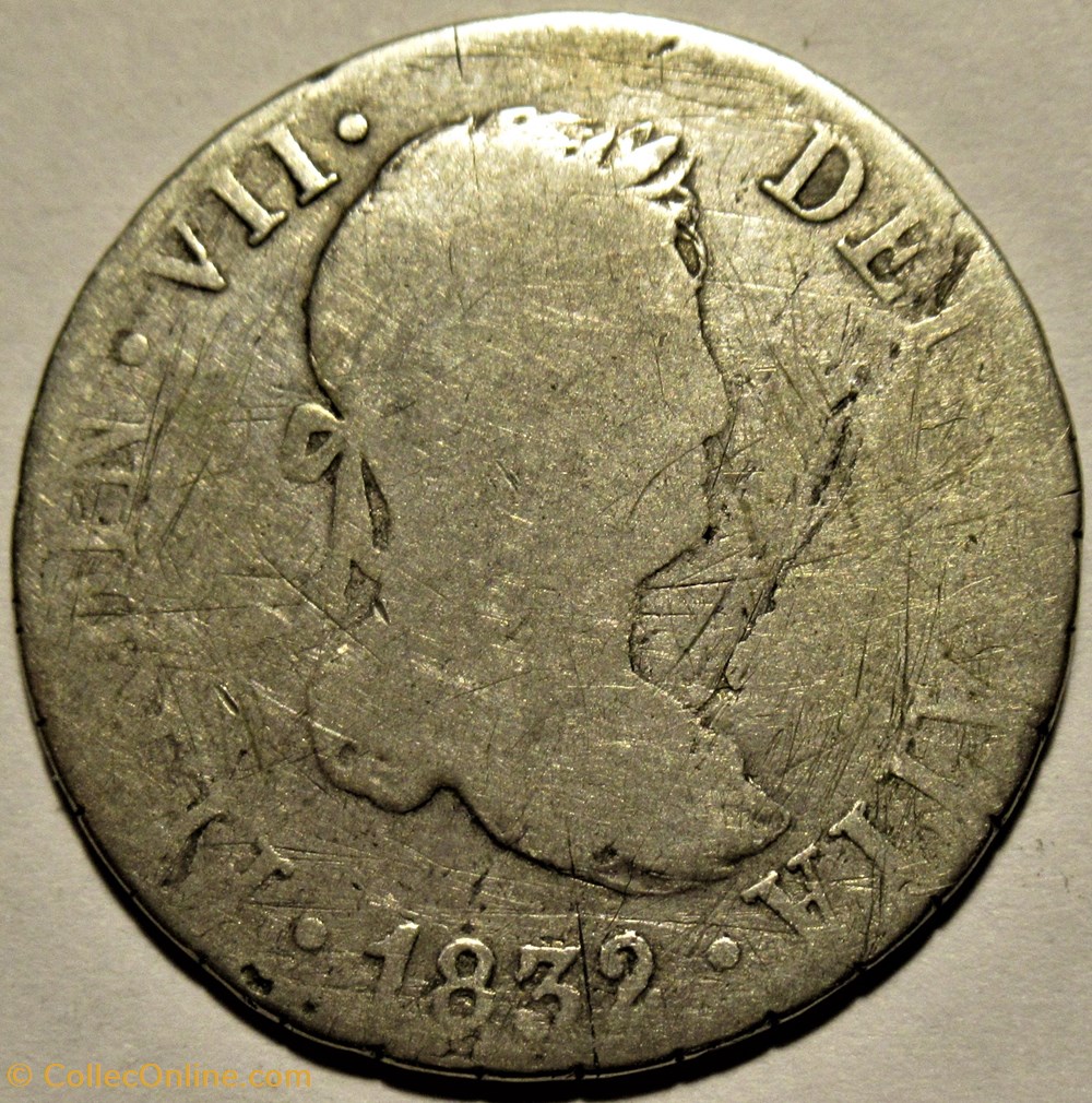1832 Sevilla, 2 Reales - Fernando VII de España 2 monnaies monde espagne 1832 sevilla 2 reales fernando vii de espana