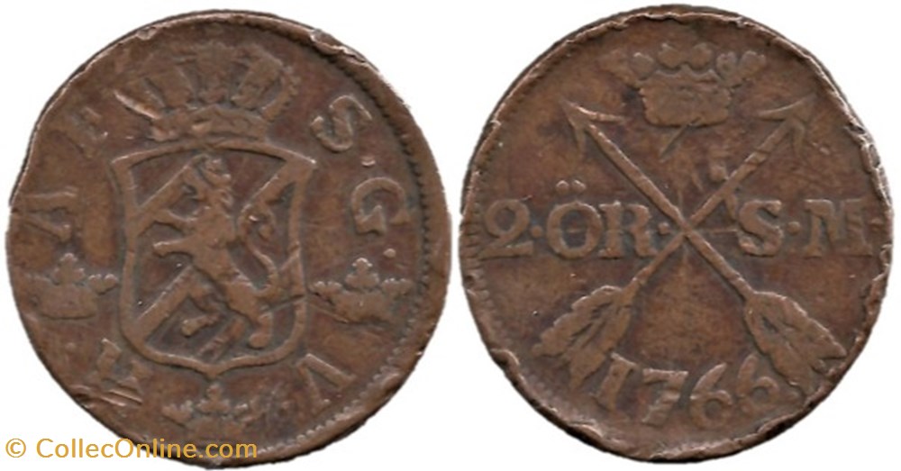 Sweden, King Adolf Fredrik - 2 Öre 1766 monnaies europe medievale royaume suede sweden king adolf fredrik 2 ore 1766