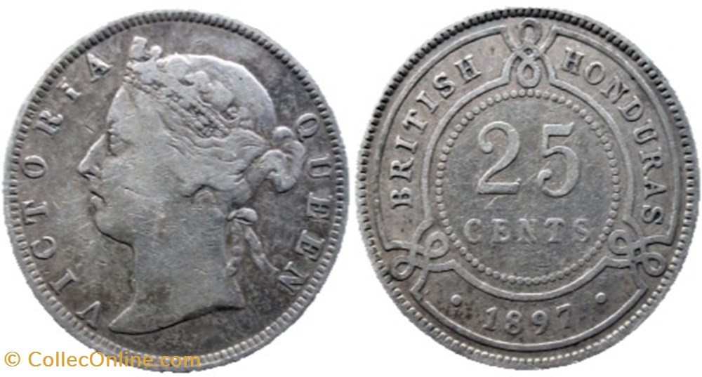 monnaies monde belize victoria 25 cents 1897 british honduras