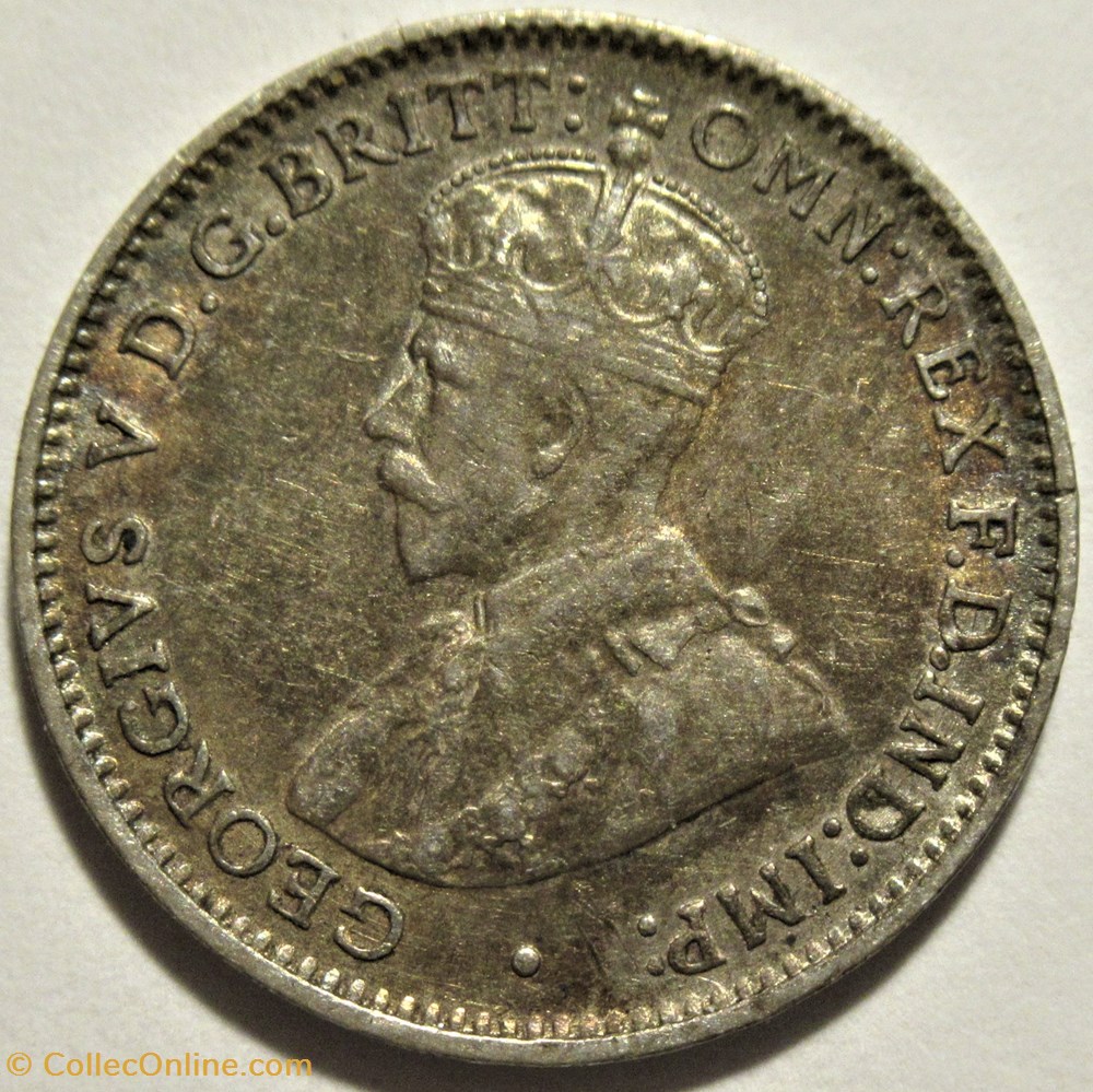 George V - Three Pence 1921 Melbourne, Australia 2 monnaies monde australie george v three pence 1921 melbourne australia