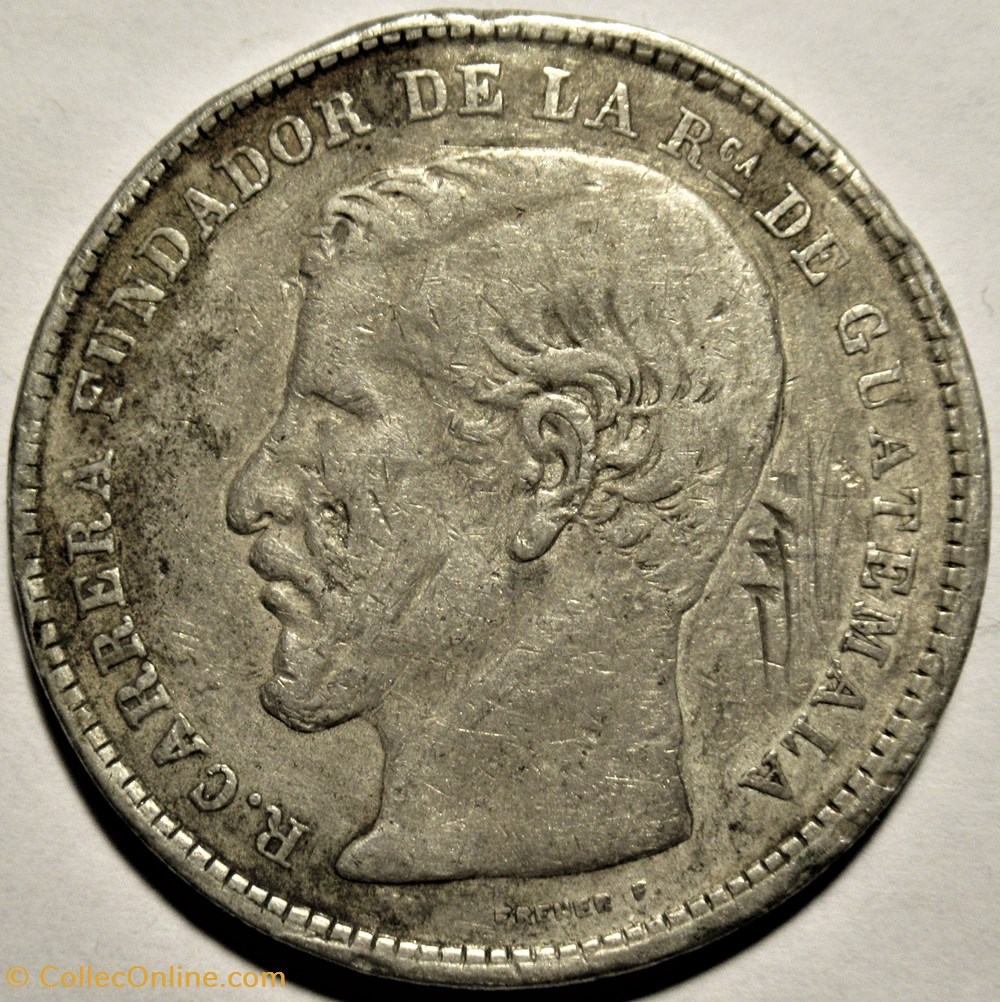 Guatemala - 1 Peso 1866, Rafael Carrera 2 monnaies monde guatemala 1 peso 1866 rafael carrera