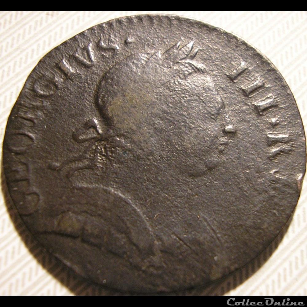 monnaie monde etat uni 1773 half penny no regal george iii of great britain ex 2