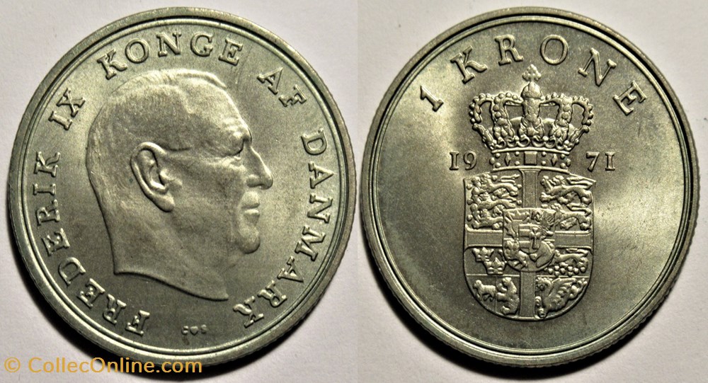 Frederik IX Denmark - 1 Krone 1971 monnaies monde danemark frederik ix denmark 1 krone 1971