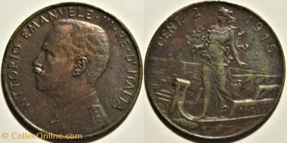 1915 Regno d'Italia, 2 Centesimi, Roma - Vittorio Emanuele III monnaies monde italie 1915 regno italia 2 centesimi roma vittorio emanuele iii
