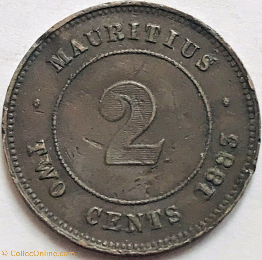 Victoria - Two Cents 1883 - Mauritius Island (ex.2) monnaie monde maurice victoria two cents 1883 mauritius island ex 2