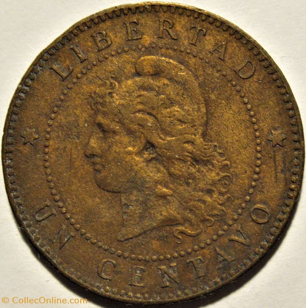 Argentina - Un Centavo 1891 2 monnaies monde argentine argentina un centavo 1891