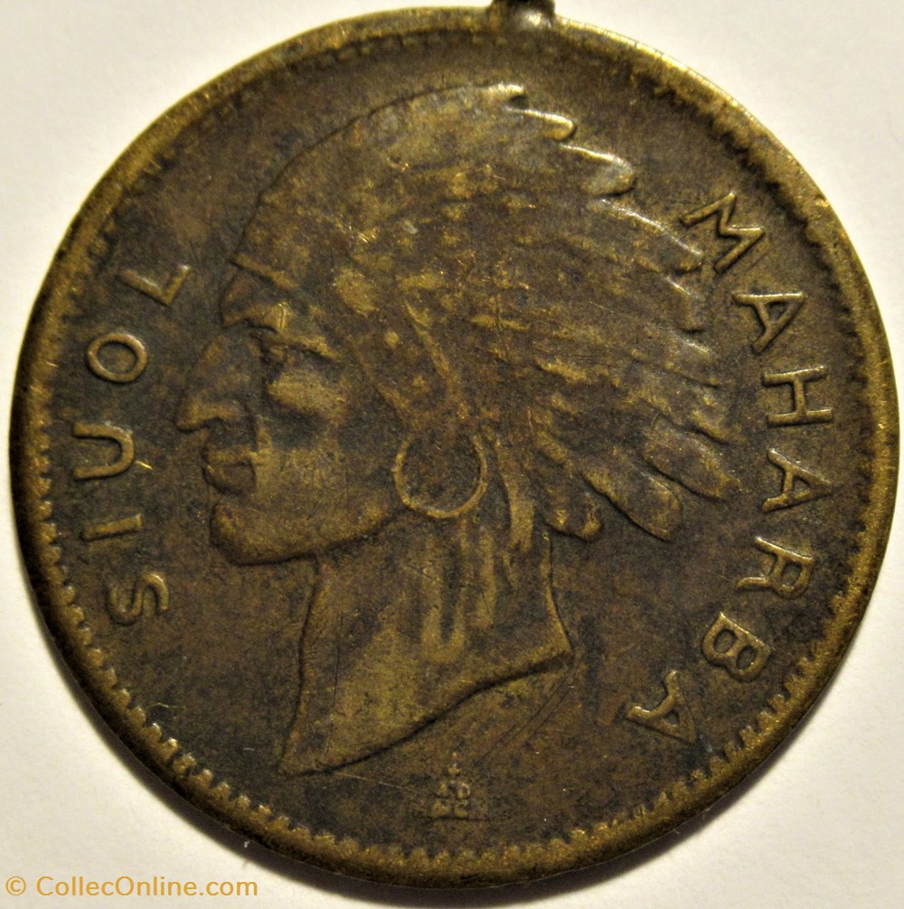 US Indian Token - Siuol Maharba 2 monnaies jetons mereaux us indian token siuol maharba