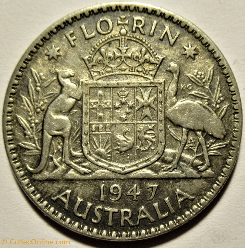 monnaies monde australie george vi one florin 1947 melbourne australia