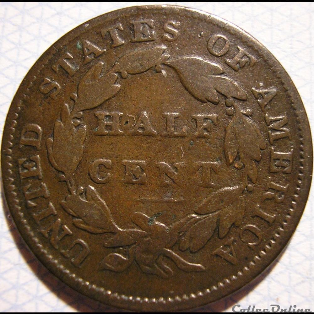 1833 Classic Head Half Cent 2 monnaie monde etat uni 1833 classic head half cent