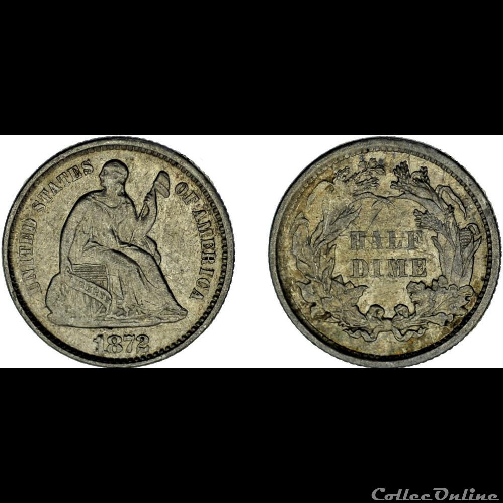 1872 Half Dime 3 monnaies monde etats unis 1872 half dime