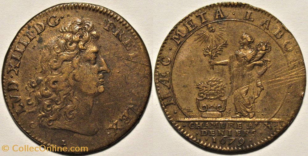 Louis XIV - Jeton 1679 - Chambre aux Deniers monnaies paranumismatique jetons poids louis xiv jeton 1679 chambre aux deniers