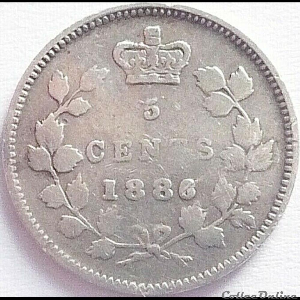 Victoria - 5 Cents 1886 monnaie monde canadum victoria 5 cents 1886