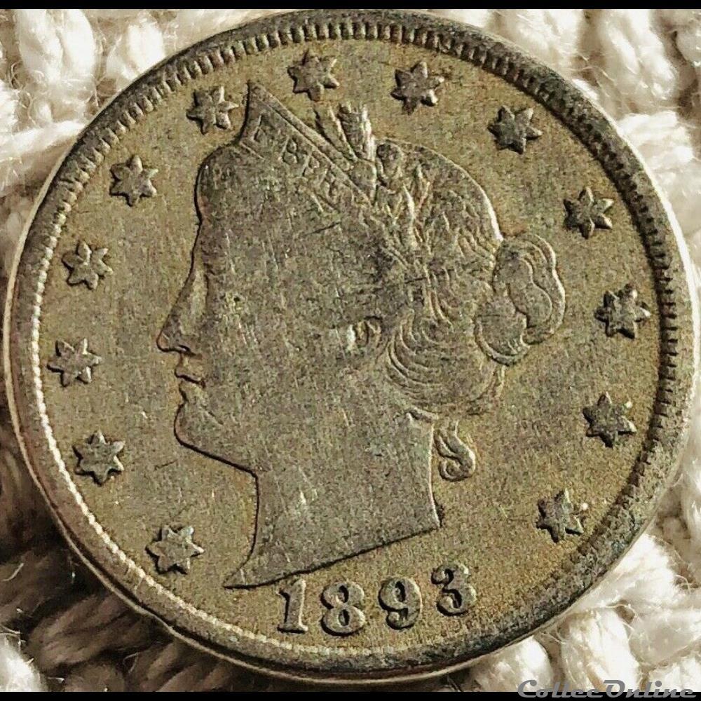 1893 5 Cents - Error monnaies monde etats unis 1893 5 cents error