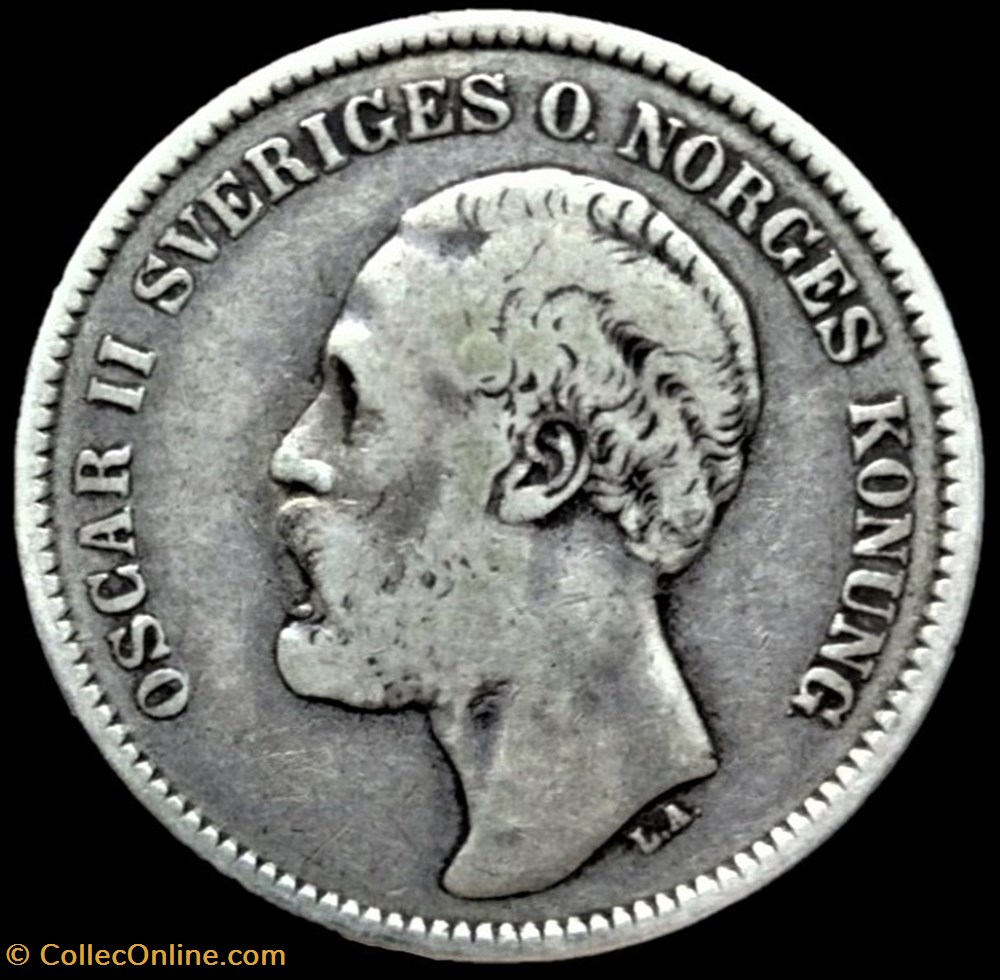 Sweden - Oskar II - 2 Kronor 1878 monnaies monde suede sweden oskar ii 2 kronor 1878