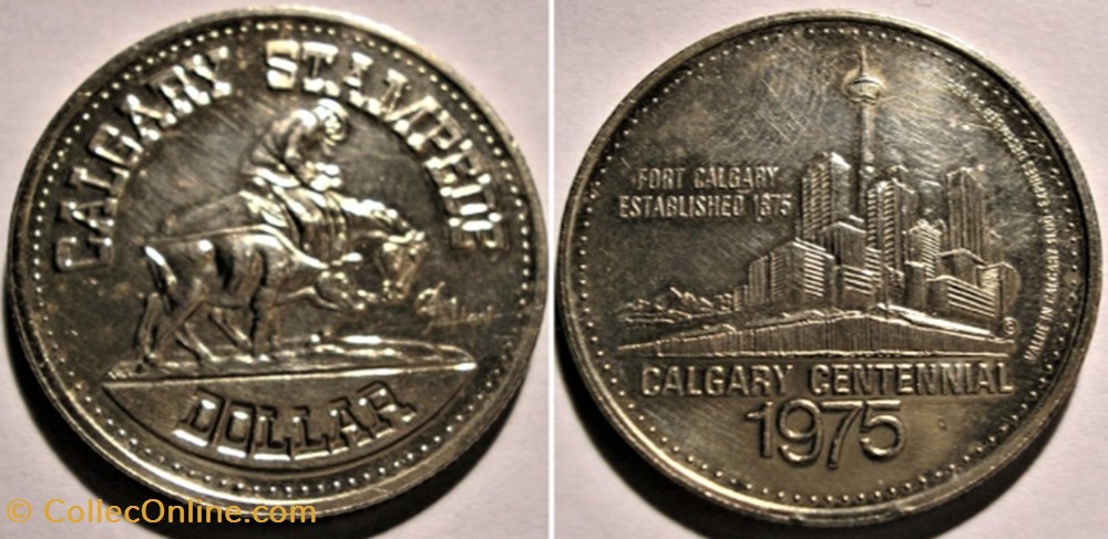 Calgary, Alberta - One Stampede Dollar 1975 - Fort Calgary 1875 monnaies paranumismatique jetons poids calgary alberta one stampede dollar 1975 fort calgary 1875