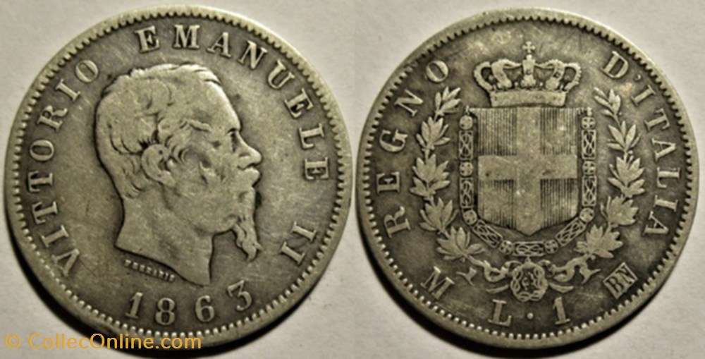 monnaies monde 1863 royaume italie lira milano vittorio emanuele ii