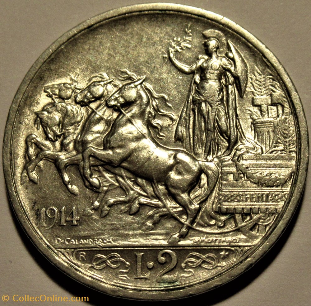 1914 Royaume d'Italie, 2 Lire, Roma - Vittorio Emanuele III (ex.2) 3 monnaies monde 1914 royaume italie 2 lire roma vittorio emanuele iii ex 2